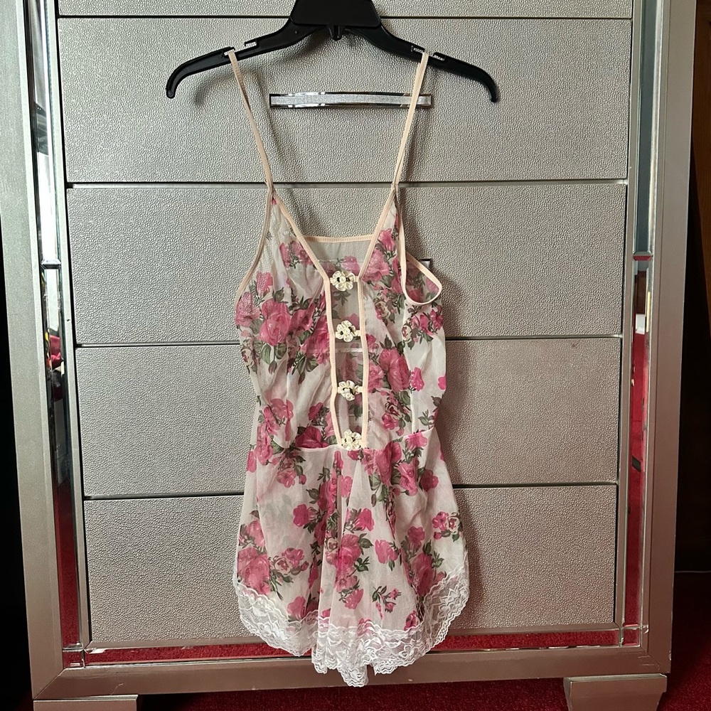 Floral Lace Trim Babydoll Dress
